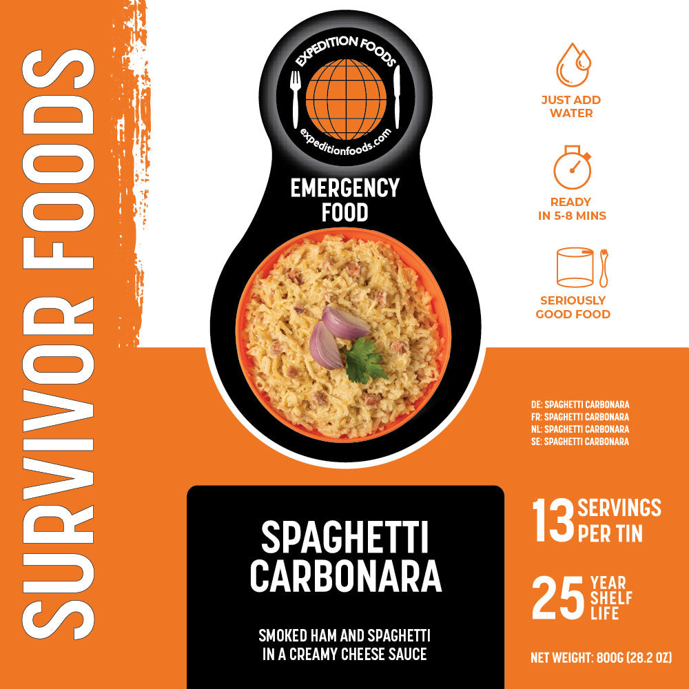 Spaghetti carbonara lyophilisé Survivor d'Expedition Foods