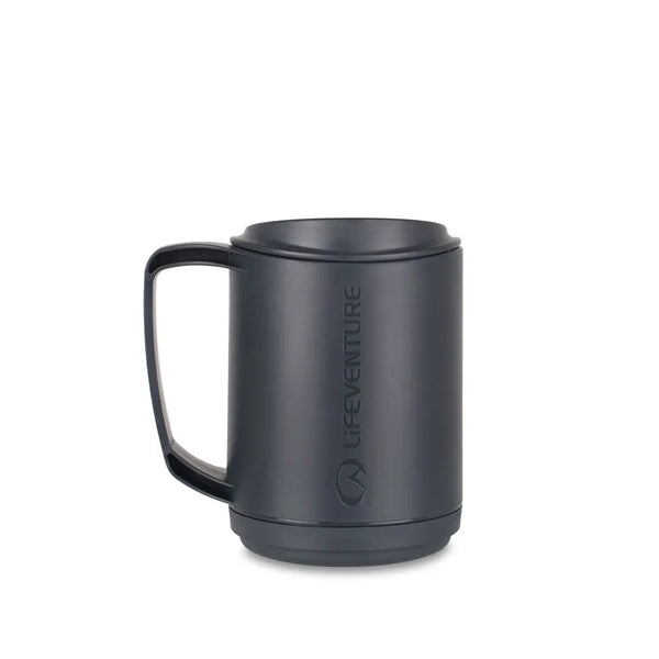 Front shot of Lifeventure Ellipse insulated camping mug in graphite colour
