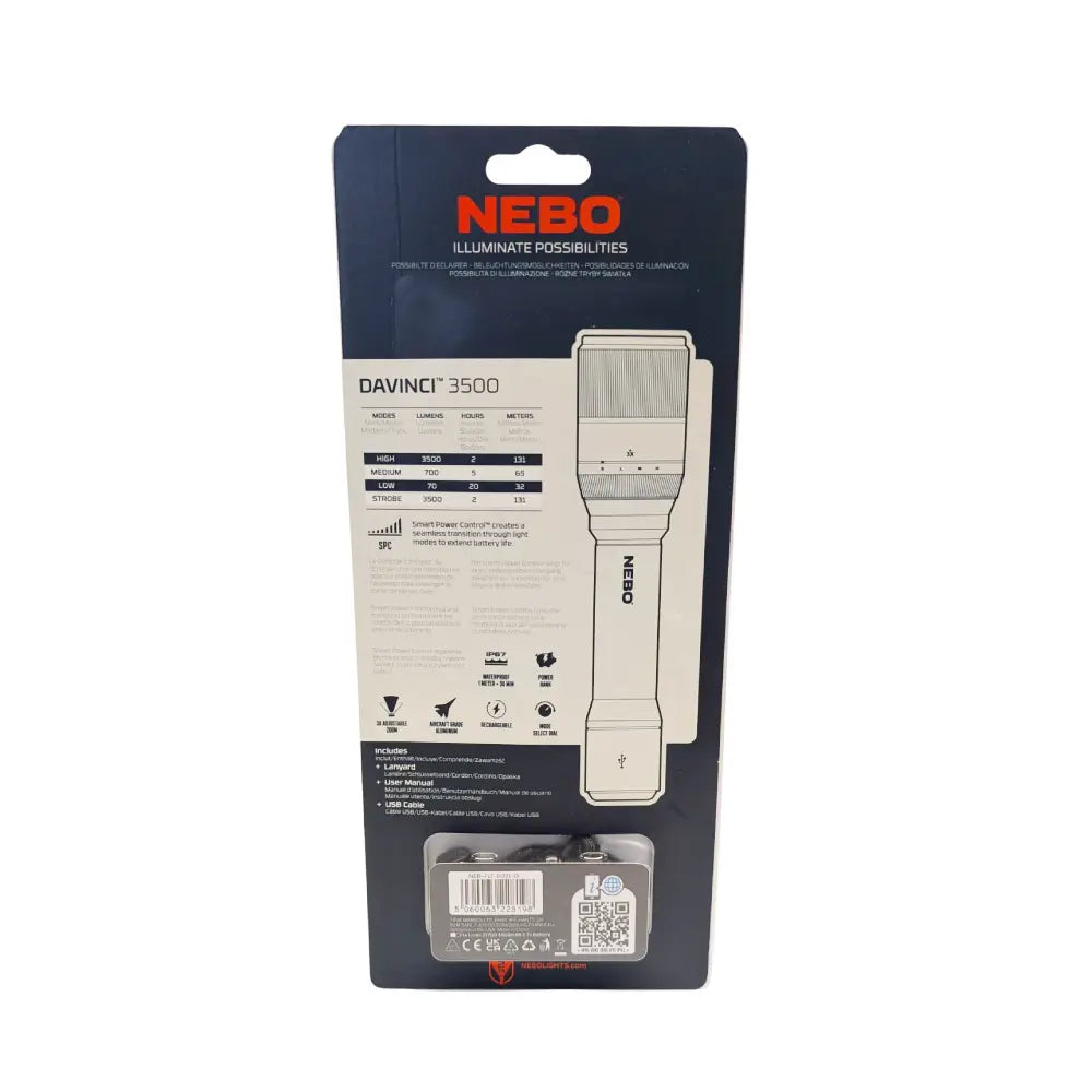 NEBO Davinci 3500 Lumen Rechargeable LED Hand Torch