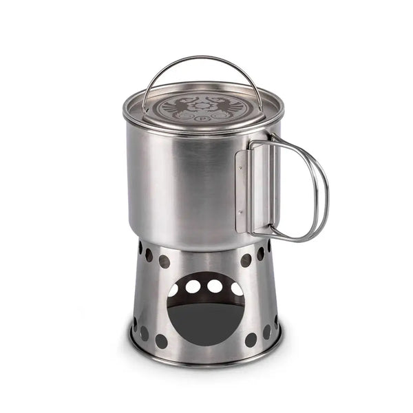 Petromax stove cup sitting atop the fuel windbreak