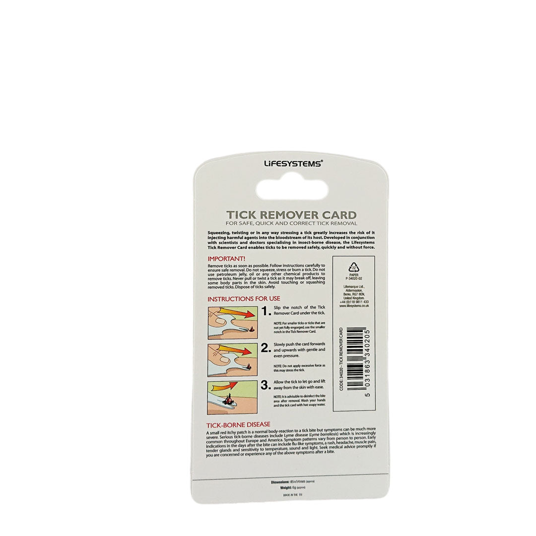 Carte d'outils pour retirer les tiques Lifesystems