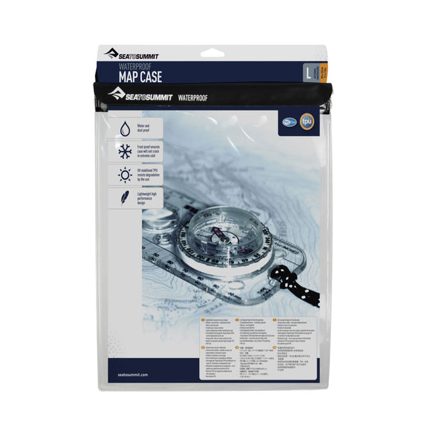Sea To Summit Waterproof map case in large size showing the front detail
