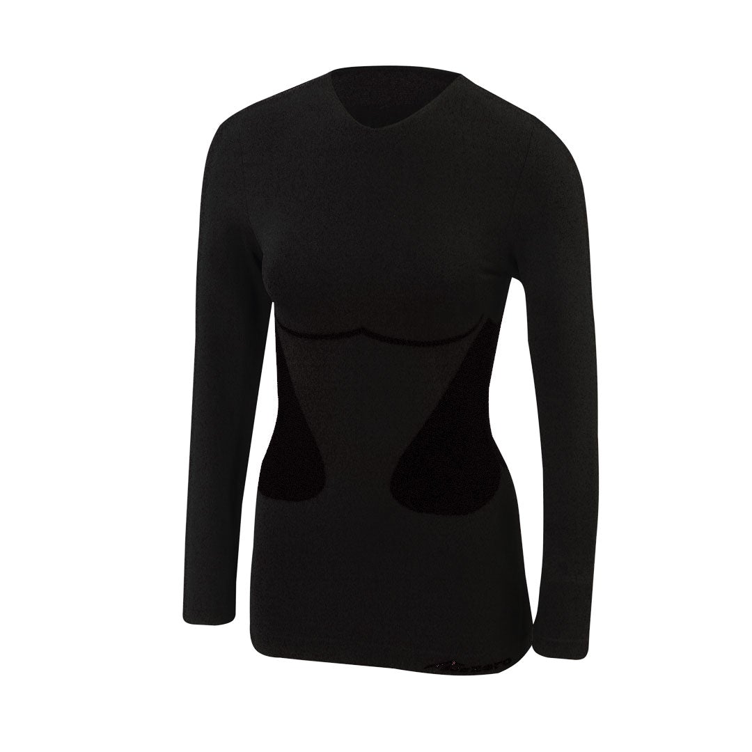 Factor 1 Plus Damen Langarm Base Layer Stretch Top Schwarz