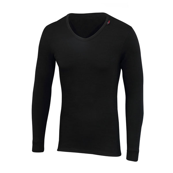 Sub Zero Meraklon long sleeve thermal mid layer top with a V neck in colour black