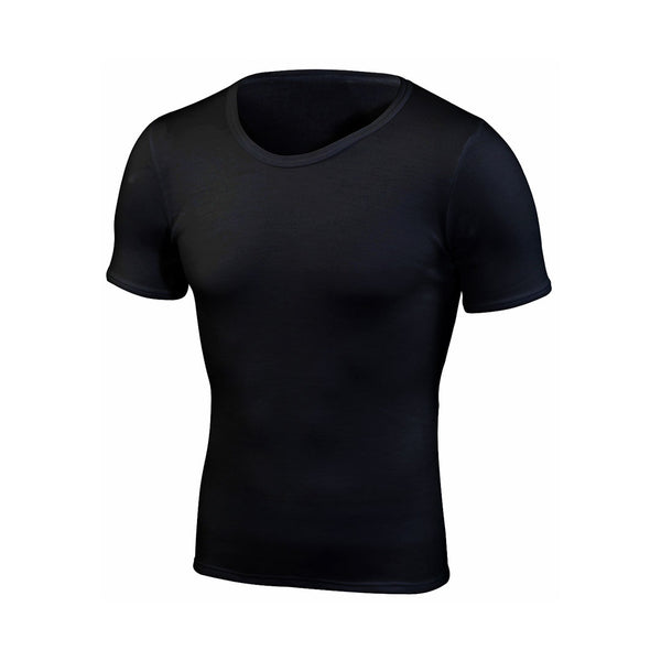 Sub Zero Meraklon short sleeve v neck thermal mid layer top in colour black