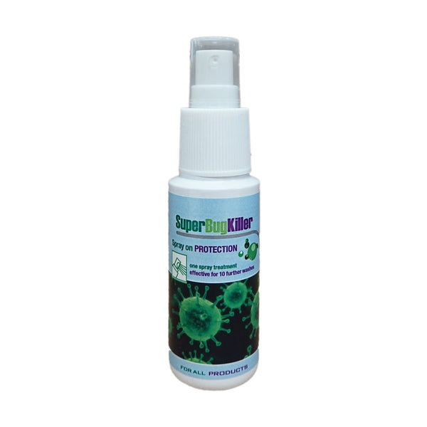 Superbug silver ion antibacterial fabric spray in a 75ml pump spray bottle