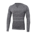 front detail of Sub Zero anti-mosquito mens summer long sleeve base layer top in grey marl photographed on a white background