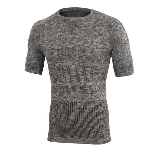 Front detail of a Sub Zero Anti-Mosquito mens summer short sleeve t shirt base layer in grey marl colour