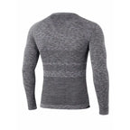 Back detail of Sub Zero anti-mosquito mens summer long sleeve base layer top in grey marl photographed on a white background