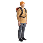 Front shot of a man wearing a Sea To Summit Big River Dry Backpack in 50 litres red showing the strap details