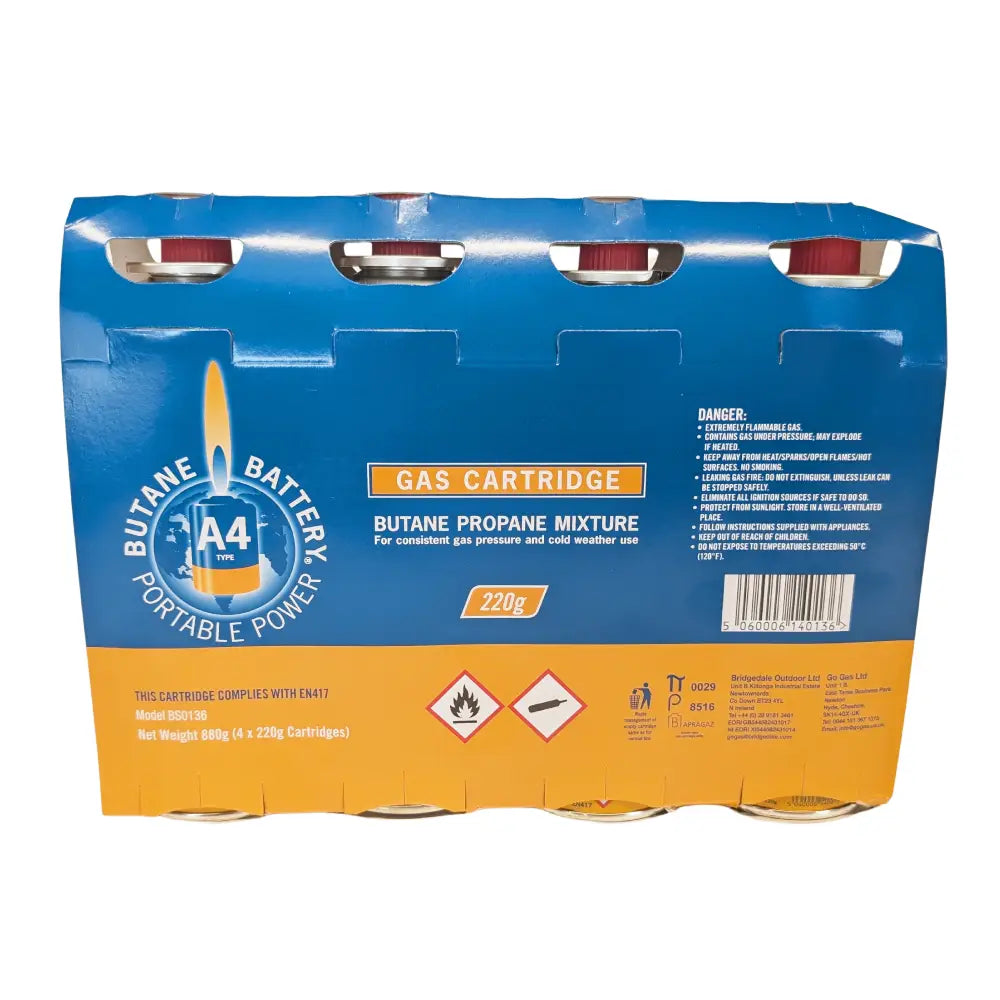 Bright Spark Butane Propane Gas Cartridge x 4
