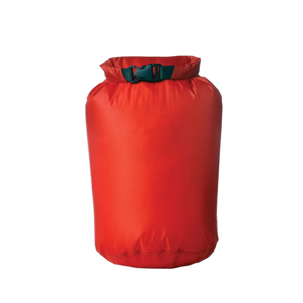 Coghlans 10 litre red waterproof dry bag with a quick release clip buckle on a white background