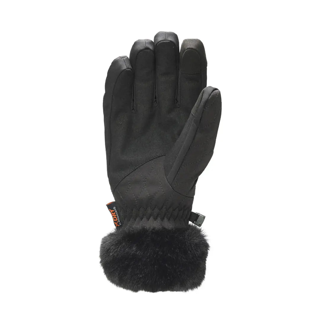 Palm detail on an Extremities Chamonix womens waterproof glove in black