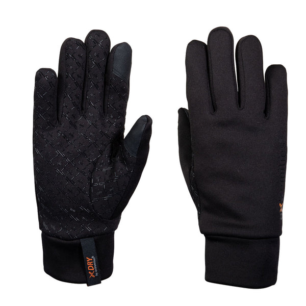 Pair of Extremities Waterproof Insulated Sticky Power Liner Touchscreen Gloves in black photographed on a white background