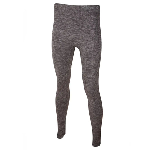 Front detail of Sub Zero Factor 1 plus mens base layer leggings in grey marl photographed on a white background