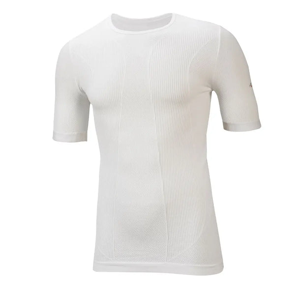 Front detail on a Sub Zero Factor 1 Plus Mens short sleeve thermal base layer top in white colour
