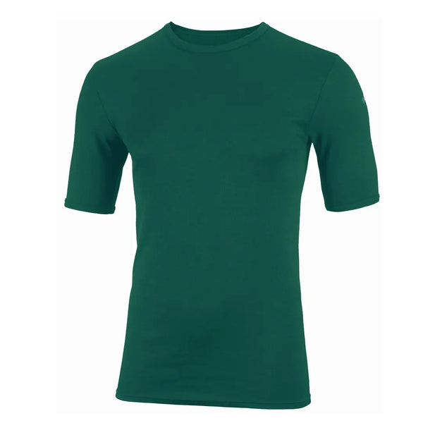 Front detail of Sub Zero Factor 1 short sleeve base layer in pine green