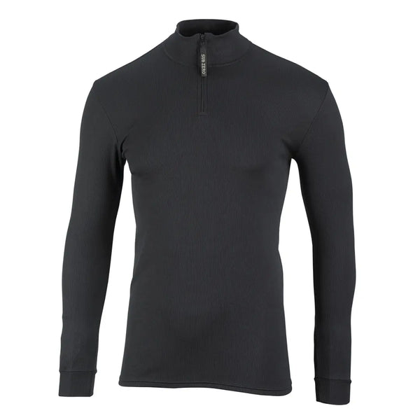 Front detail of Sub Zero unisex zip turtle thermal base layer in black