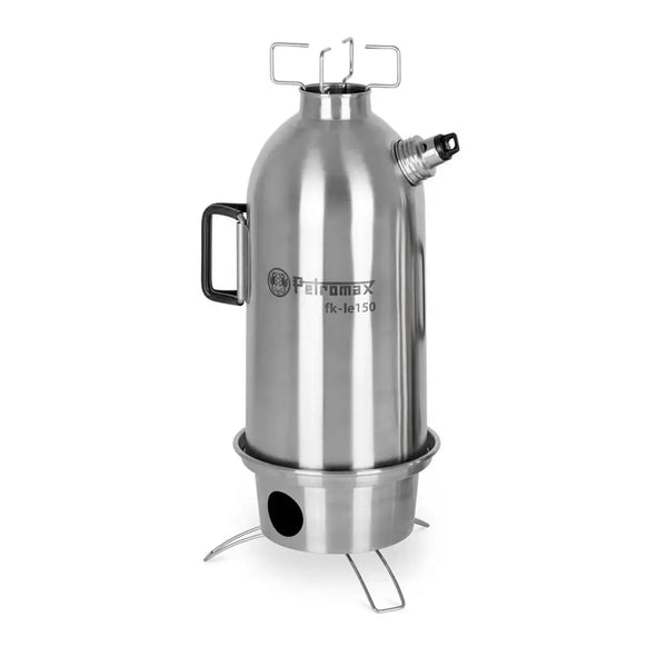 Petromax stainless steel fire kettle in 1500ml size showing the fire box and pot support