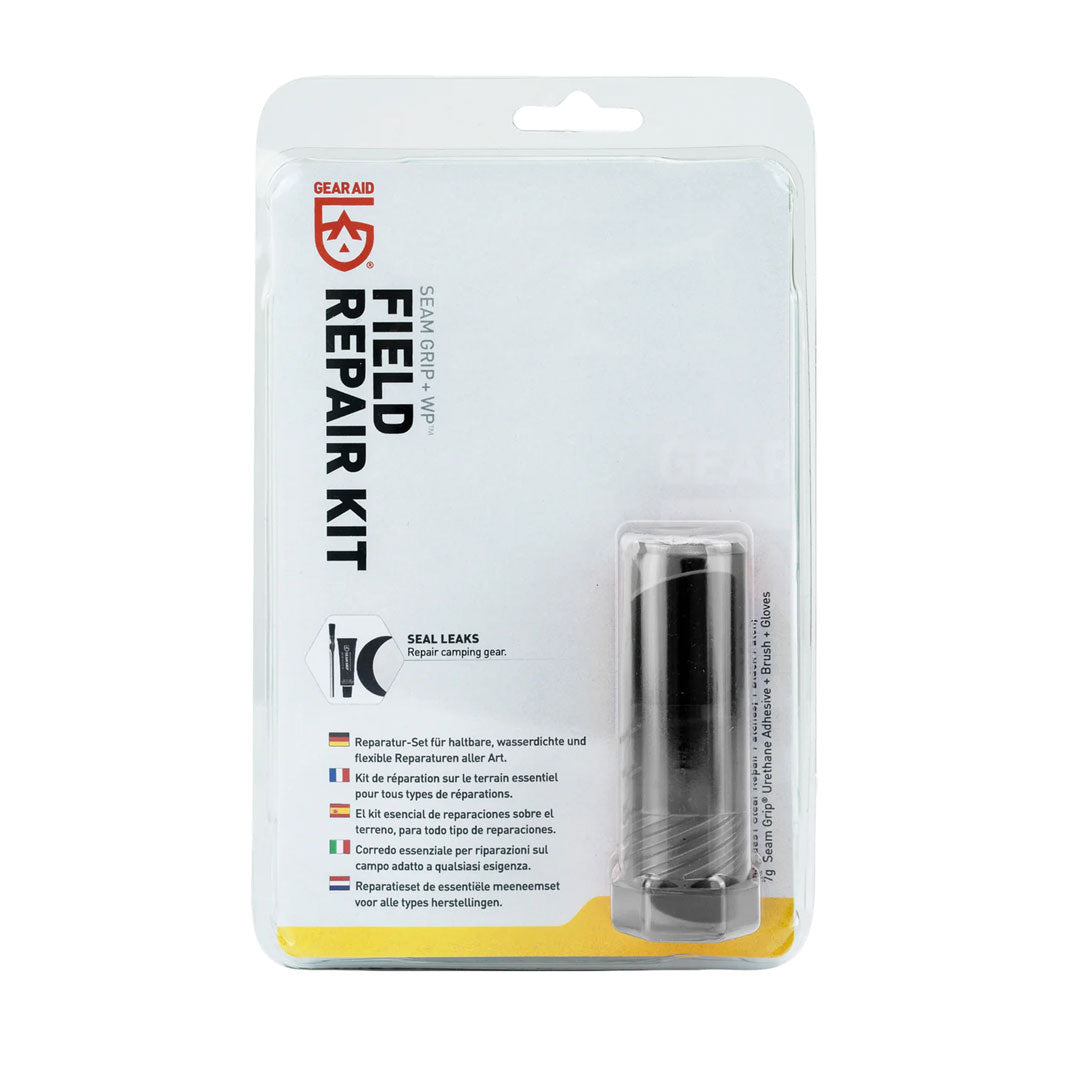 Front packaging of Gear Aids Seam Grip waterproof field repair kit