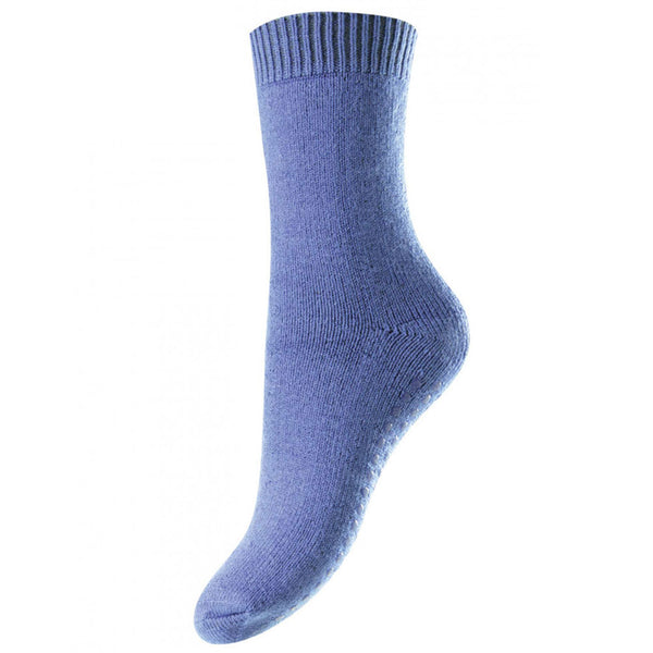 Studio shot on a white background of HJ Hall non-slip feet warmer sock in lilac