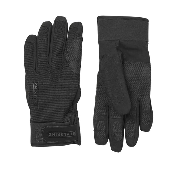 Sealskinz Harling all weather waterproof gloves in black showing the backs and palms 