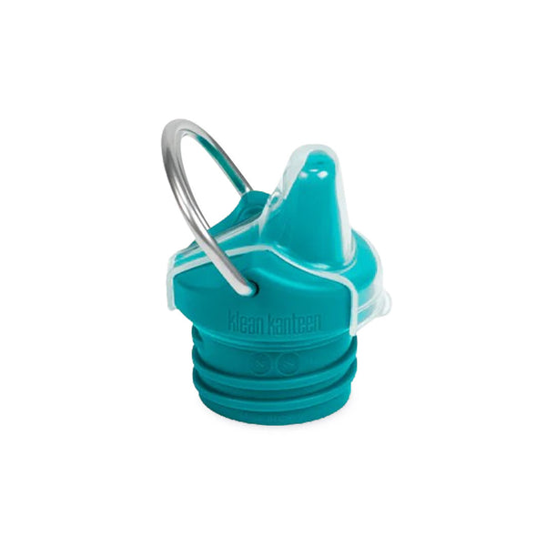Studio shot on a white background of a Klean Kanteen replacement sippy cap in teal