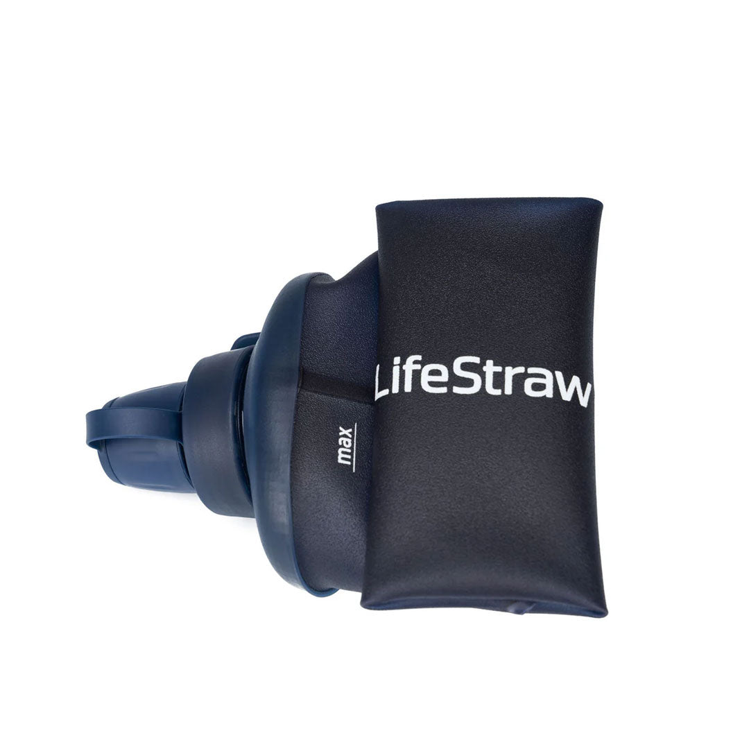 LifeStraw collapsible 1000ml squeeze water filter bottle rolled up fpr storage