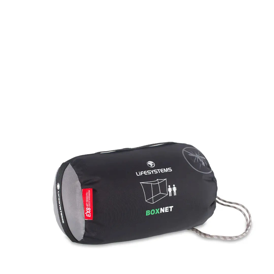  Lifesystems boxnet double mosquito net in its stuff sack on a white background