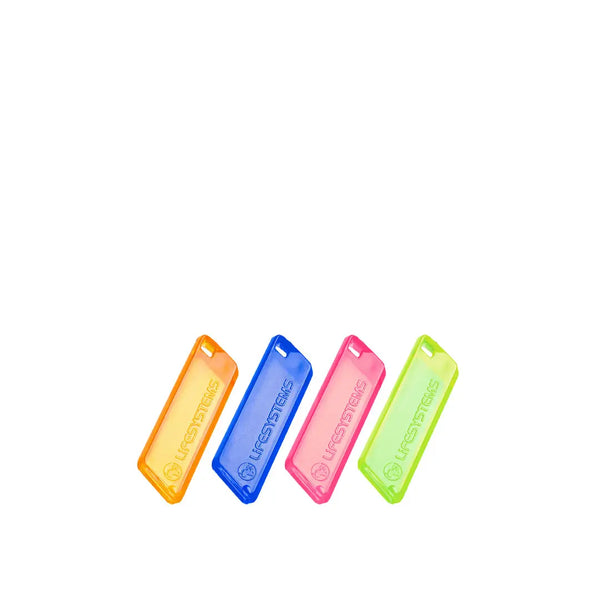 Four colours of Lifesystems glow marker tags 