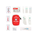 Lifesystems mini sterile travel first aid kit contents laid out flat
