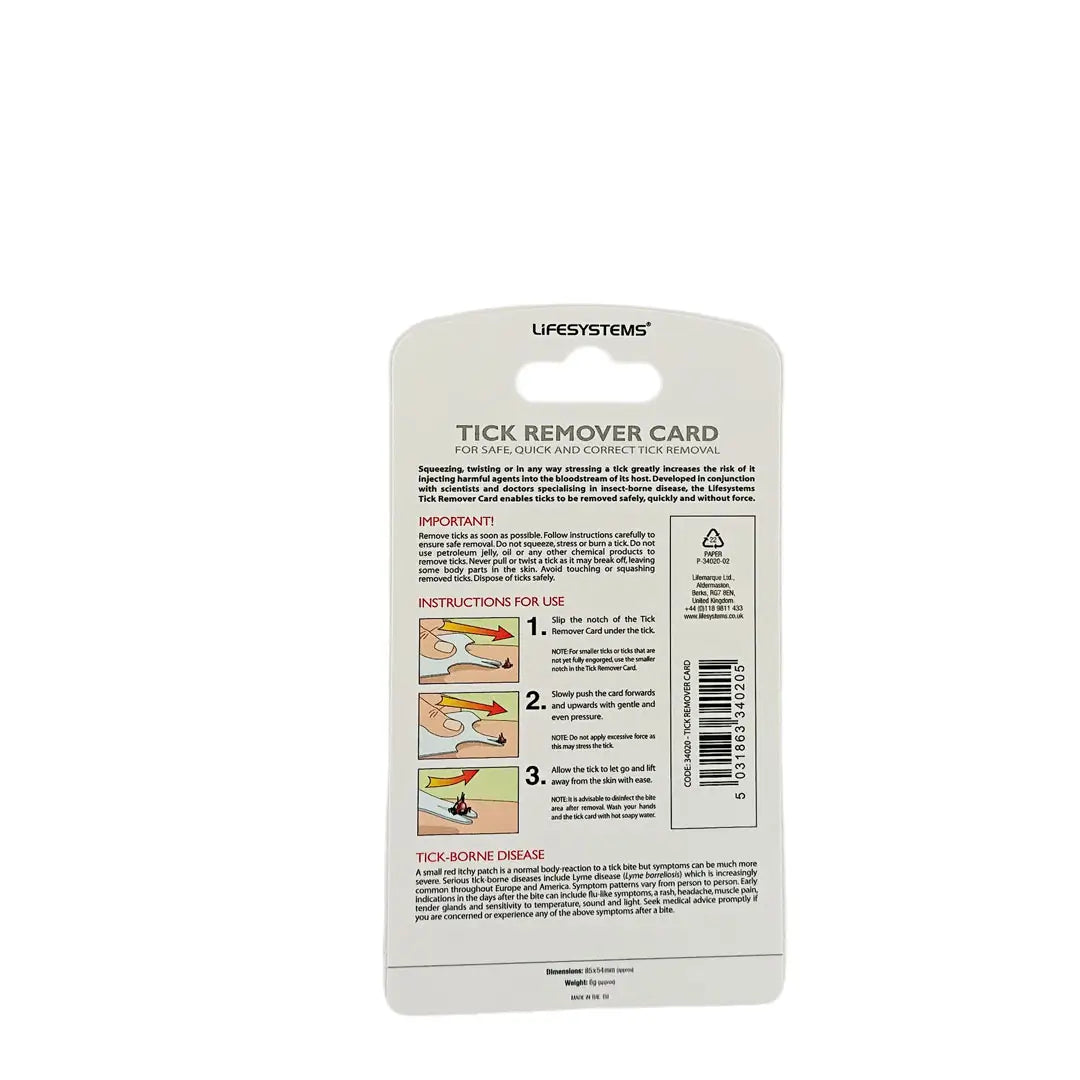 Lifesystems Tick Removal Tool Card