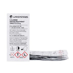 Lifesystems chlorine water treatment tablets shown in their foil packaging on a white background