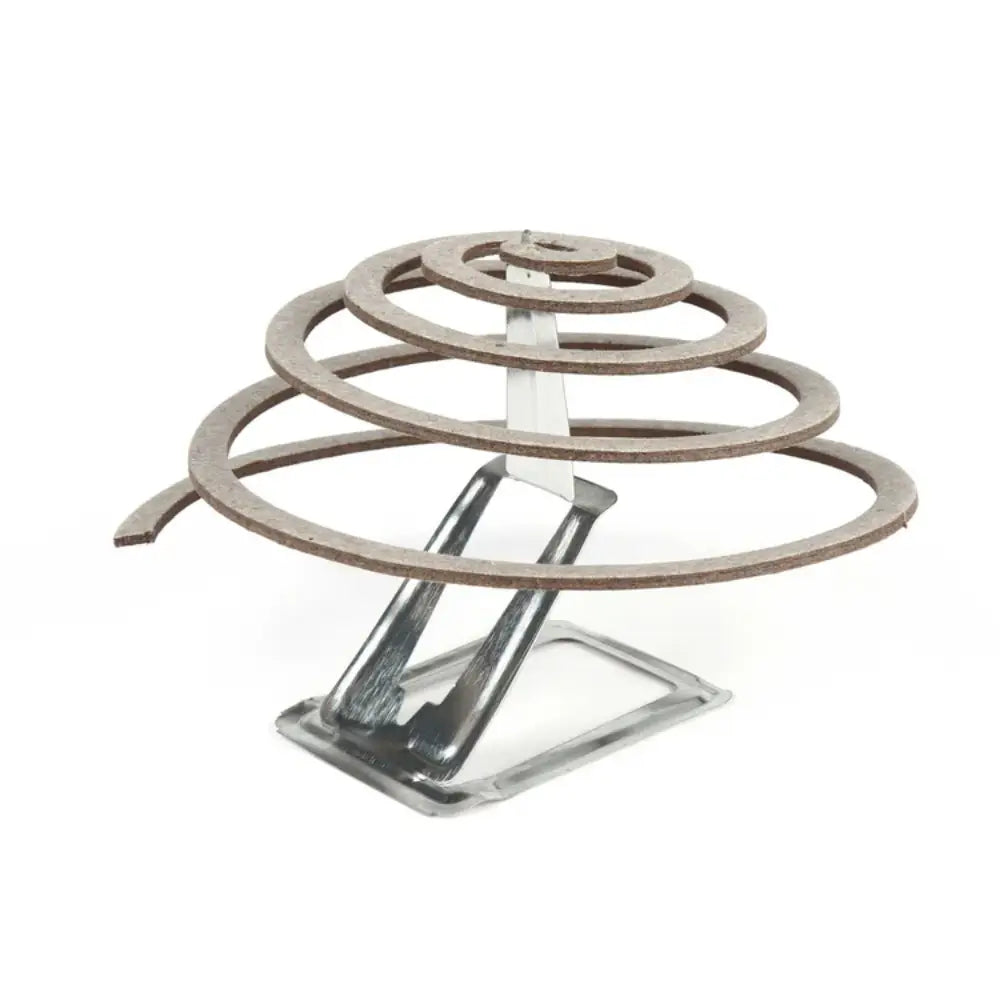 Unlit single Lifesystems insect repellent coil on its burning stand on a white background
