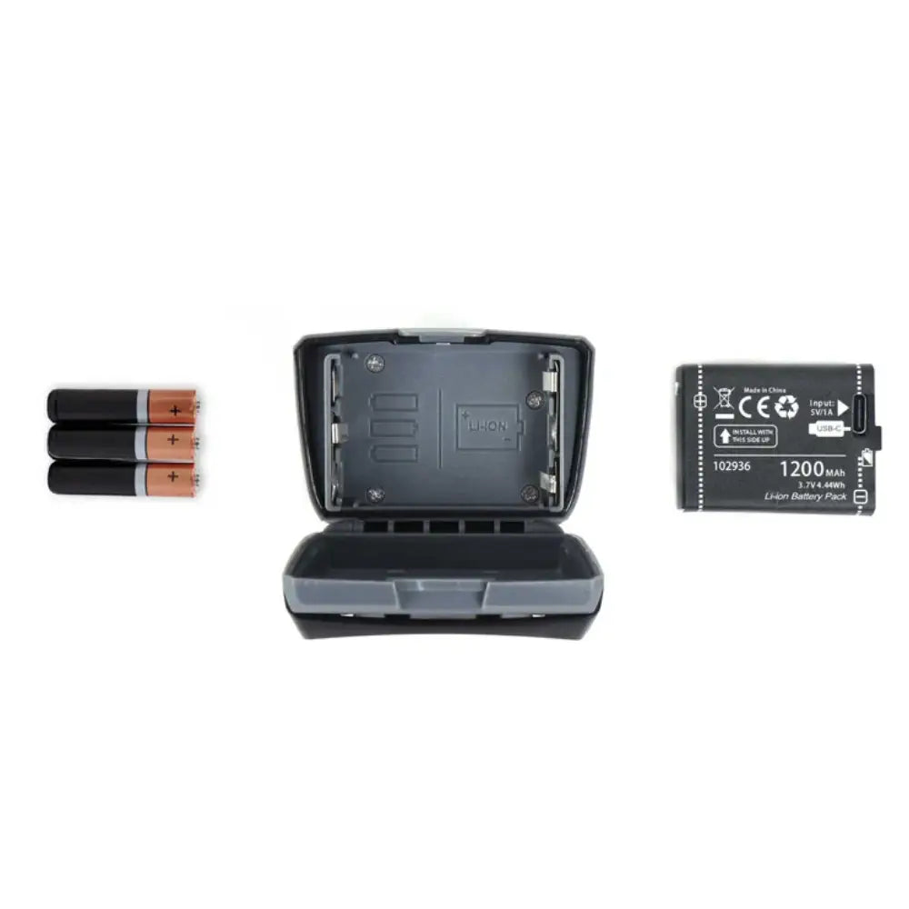 Rear of Lifesystems 580 head torch showing the battery housing on a white background