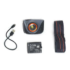 Contents of Lifesystems 580 rechargeable head torch on a white background