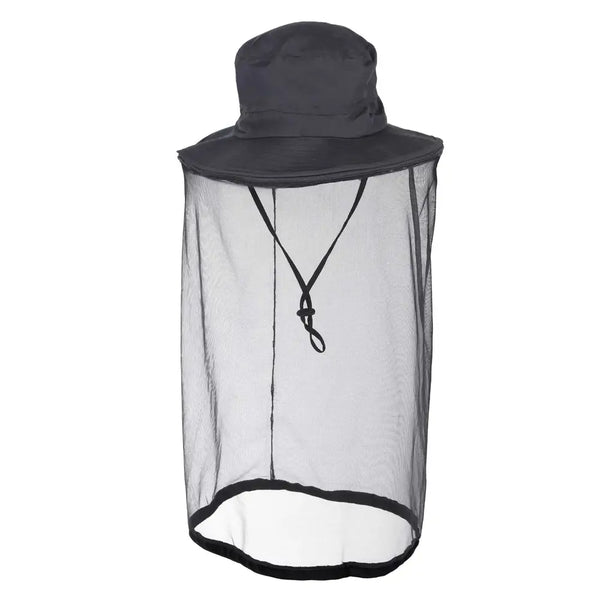 Lifesystems Midge And Mosquito Boonie Head Net Hat shown with the netting down on a white background