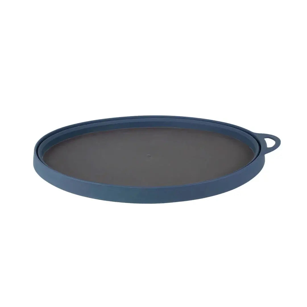 Lifeventure Ellipse Collapsible Plate in colour navy collapsed to its thinnest height