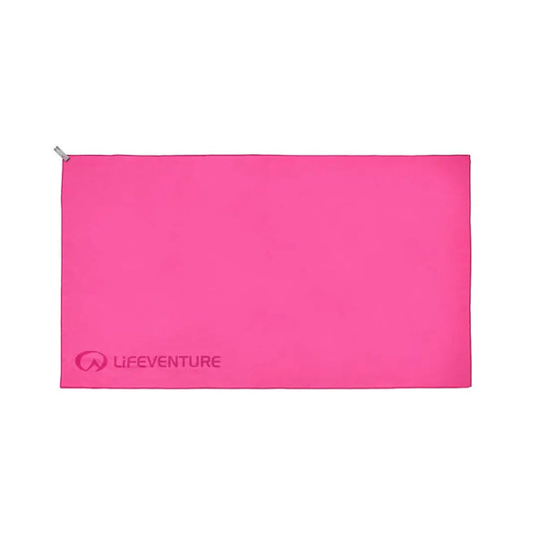 Opened out image of a Xlarge Lifeventure SoftFibre travel towel in pink