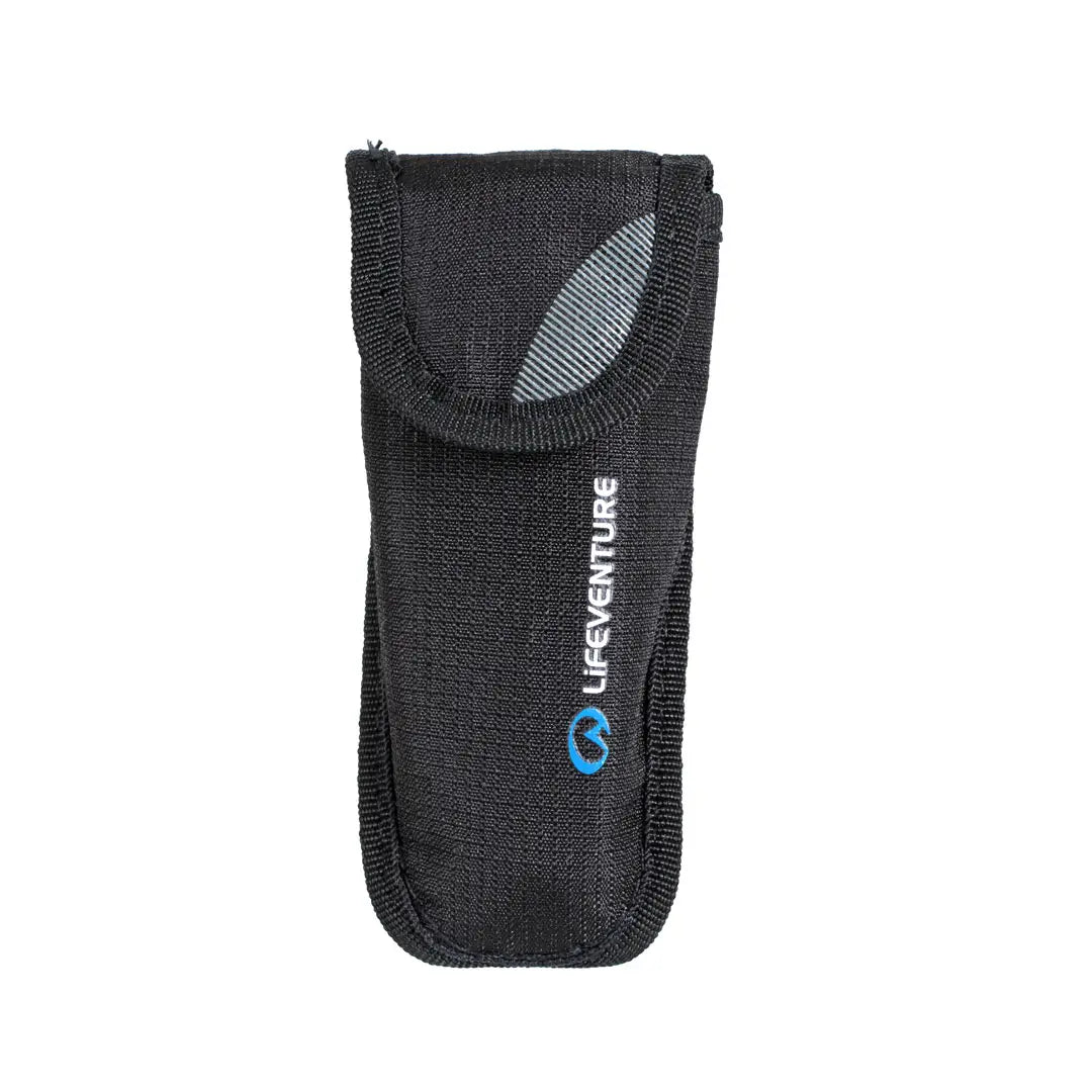 Front shot of the carry case for holding the Lifeventure stainless steel folding cutlery set