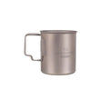 Lifeventure Titanium Camping Mugs 400ml shown from the side with the handles out on a white background