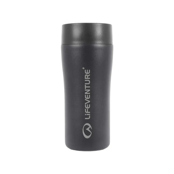 Lifeventure One Touch Stainless Steel Thermal Mugs 350ml black shown against a plain white background