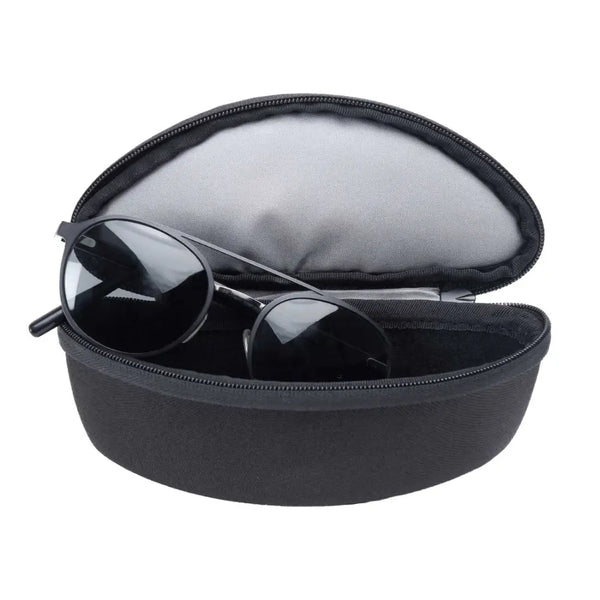 Lifeventure Protective Sunglasses Case shown with a pair of glasses protuding from inside on a white background