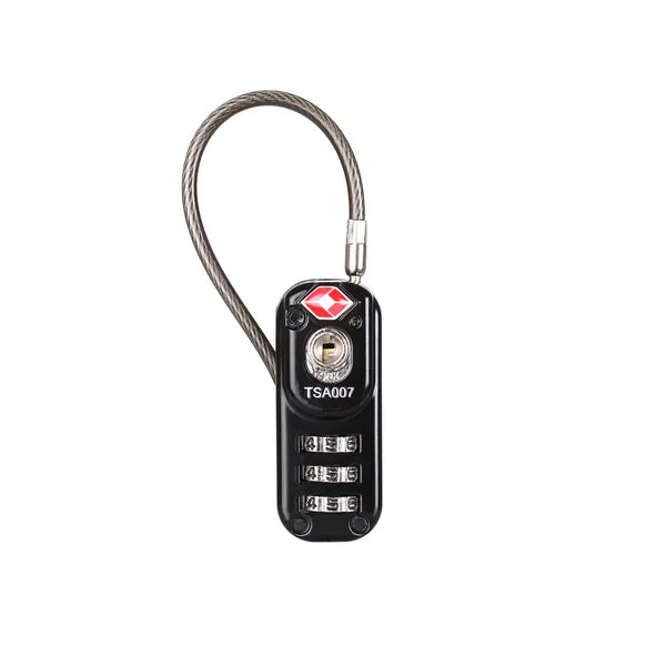 Lifeventure TSA 3 Dial Combination Zip Padlock rear view on a white background 