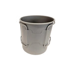 Lifeventure Titanium Camping Mugs 400ml shown from the rear with the handles closed against the sides on a  white background