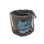 Lifeventure Titanium Camping Mugs 400ml packed in its mesh carry sack on a white background