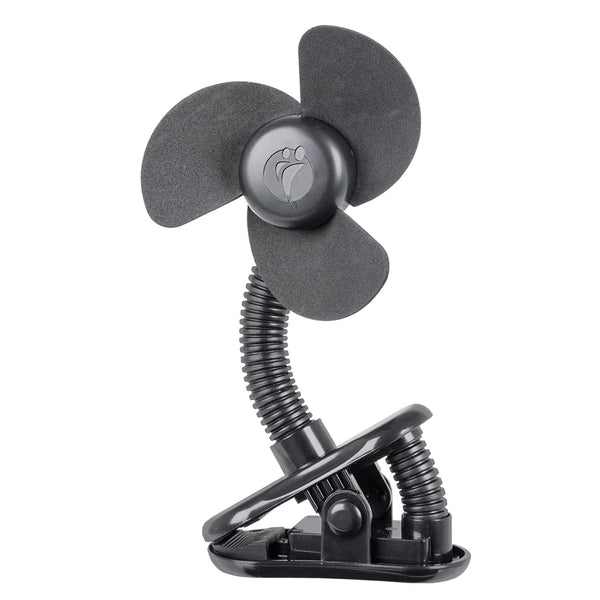 Front detail of a Littlelife buggy fan showing the soft foam blades and the quick clip attachment