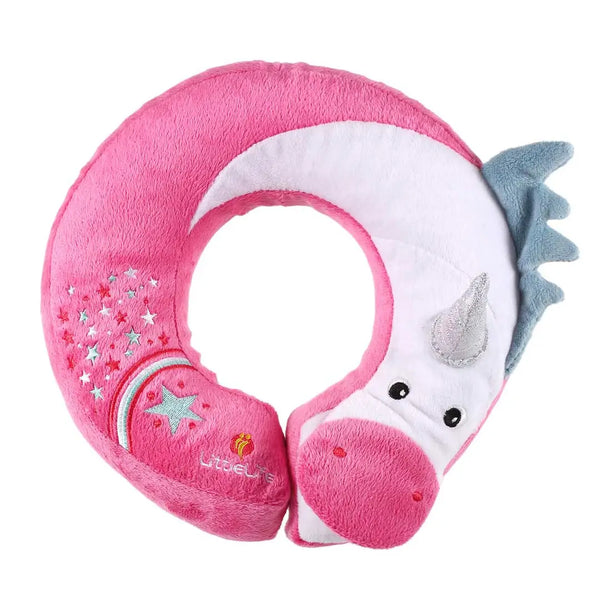 Littlelife neck pillow in the unicorn design photographed  on a white background