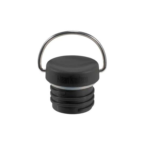 Klean Kanteen replacement leakproof loop cap with stainless steel bail handle in black colour shown from the front