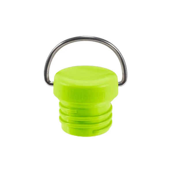 Klean Kanteen replacement leakproof loop cap with stainless steel bail handle in green colour shown from the front